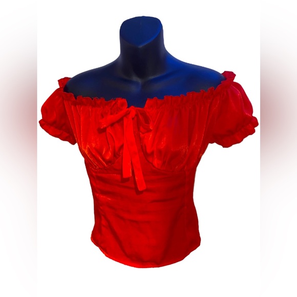 Red Off-Shoulder Blouse - Picture 4 of 7